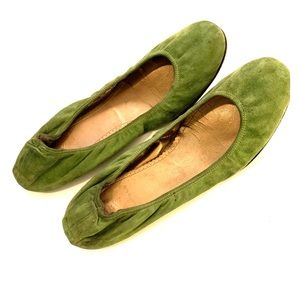 J.CREW green suede flats 11